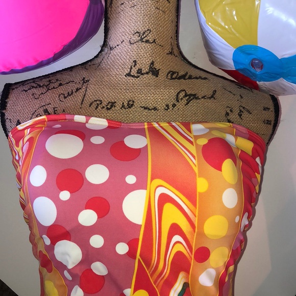 Spiegel Orange & Pink I Piece Bathing Suit Sz 14 - Picture 4 of 8